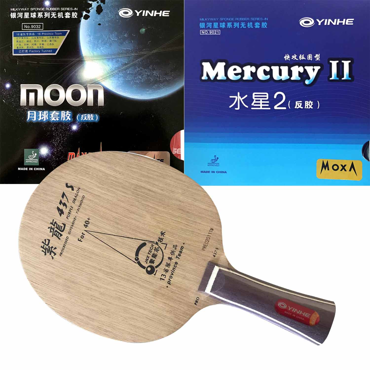 Table Tennis Zhang Jike - Pro Combo Raket YINHE Purple Dragon